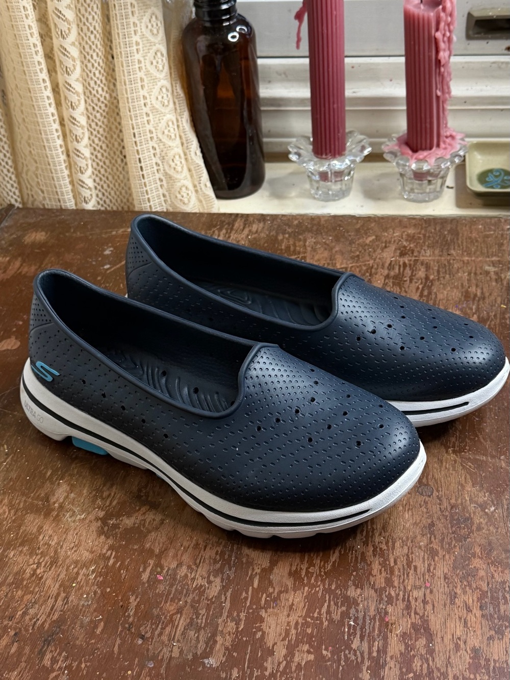 Skechers Women's Navy Slip-On Perforated Comfort Flats